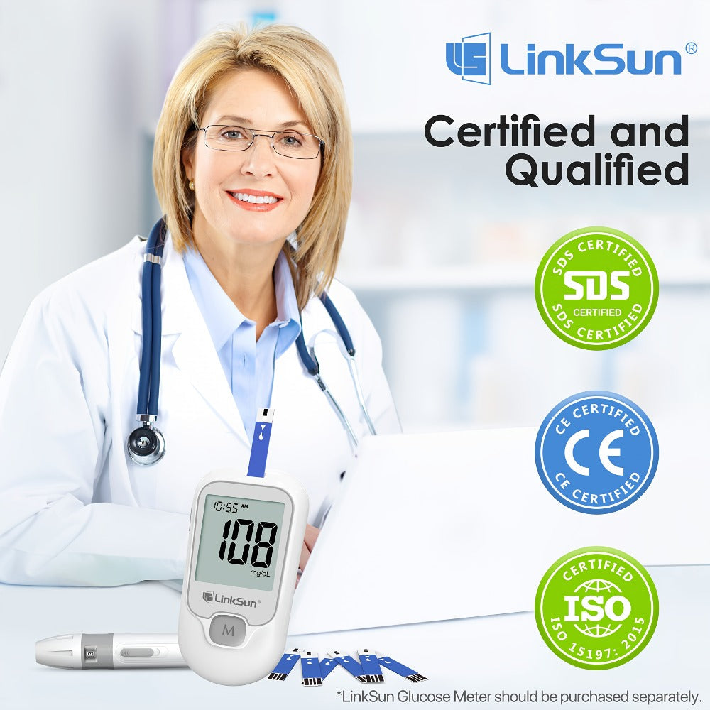 Blood Sugar Test Strips 100 Count Compatible with G-425-1 G-425-2 G-425-3 Glucose Meter Strips for Diabetic Blood Glucose Monitoring 1 Box