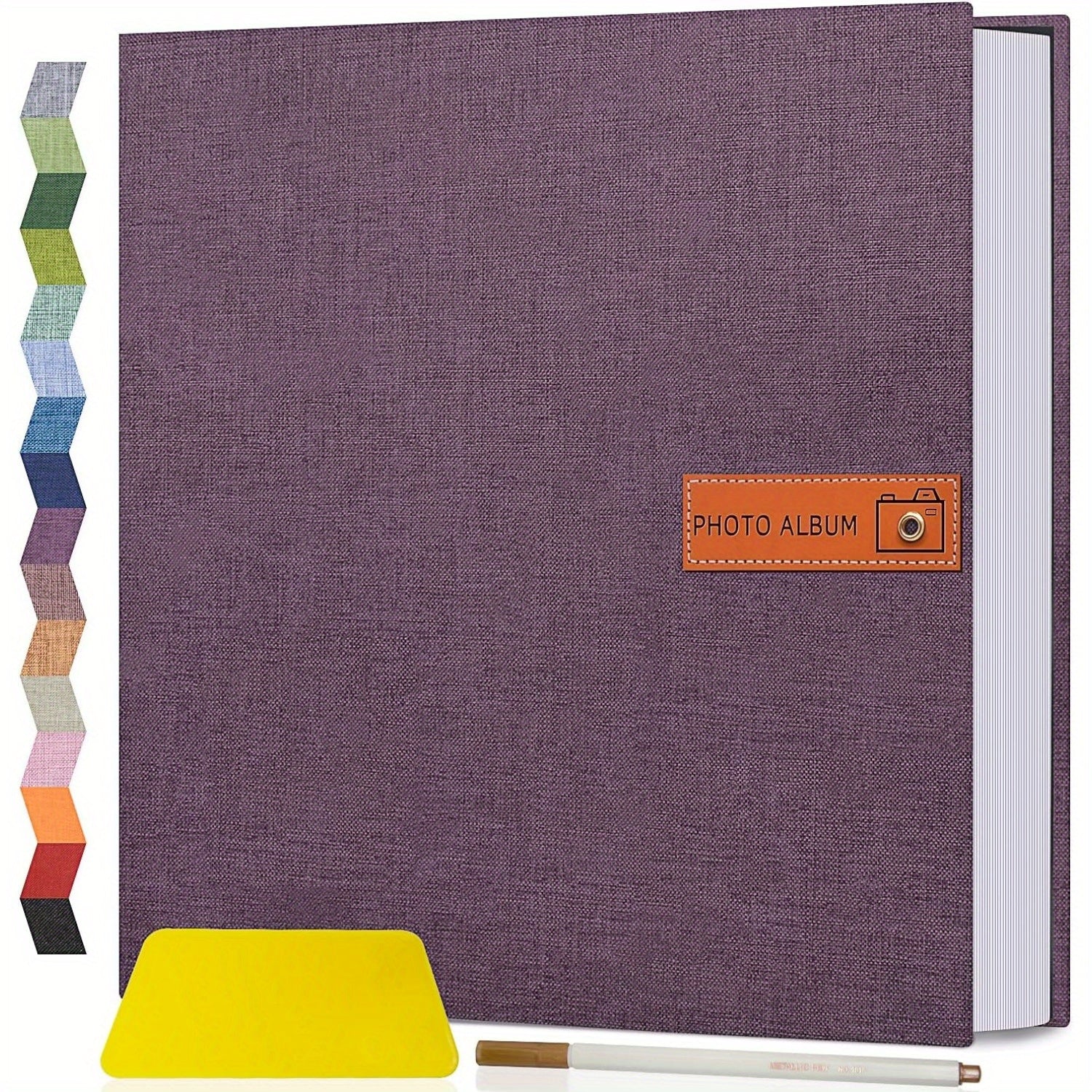 Self Adhesive Photo Album Scrapbook ¨C Large Linen Cover Memory Book for 4x6 5x7 8x10 Photos, DIY Picture Book with Metal Pen, Gift for Mom, Baby, Wedding, Valentine's Day & Mother's Day, 40 & 60 Pages