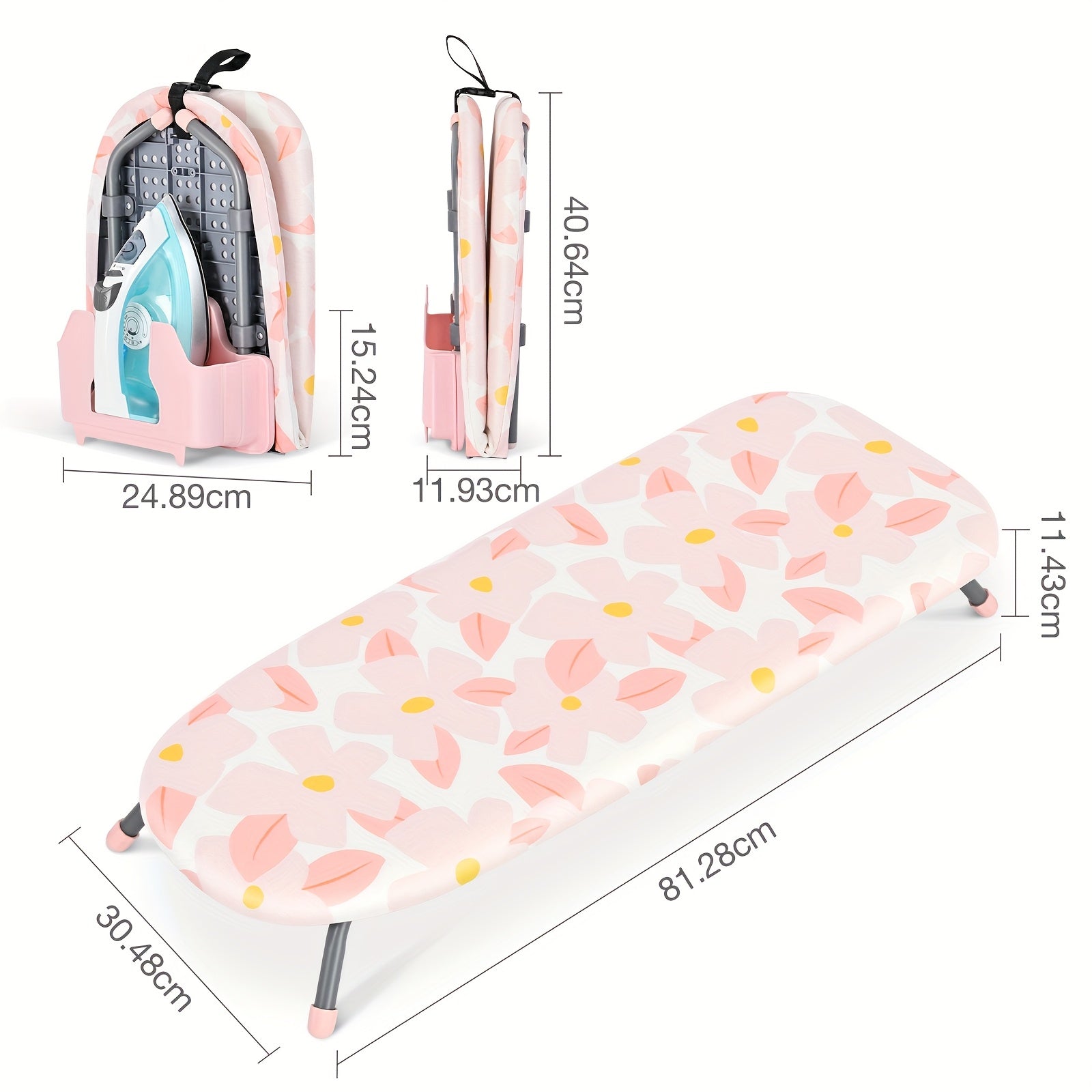 Tabletop Ironing Board Portable with Iron Holder & 2 Heat-Resistant Covers, Compact Small Ironing Board Metal Frame Non-Slip Feet for Home Travel Apartment Dorm, Space-Saving Desktop Iron Board Gift