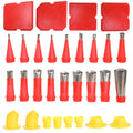 Caulking Tool Kit 30 Piece | 16 Reusable Nozzle Tips 8 Connectors 4 Grout Scrapers Stainless Steel | Caulk Finishing Set for Bathroom Kitchen Doors Windows Tile Sealing