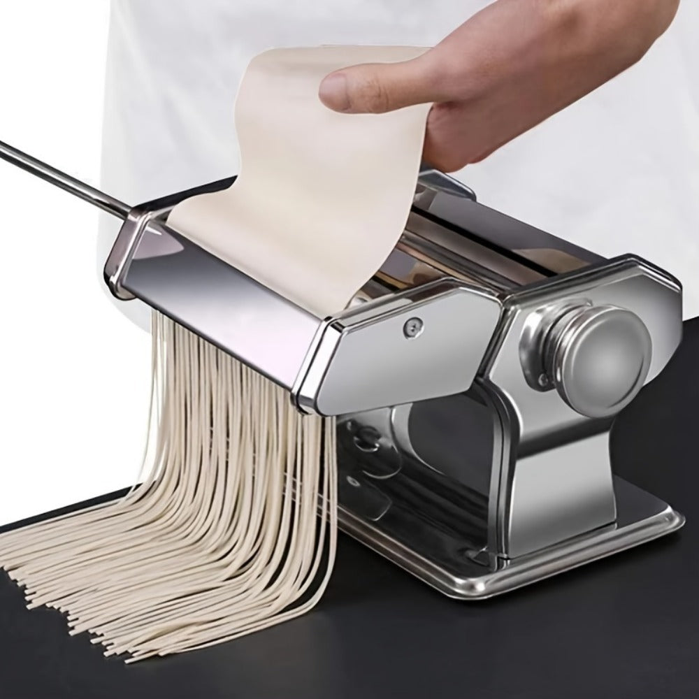 Manual Pasta Maker Machine Stainless Steel ¨C Hand Crank Pasta Roller for Spaghetti Fettuccine Lasagne Noodles, Adjustable Thickness, Anti-Slip Handle, Fresh Homemade Pasta Kitchen Gadget Gift for Foodies