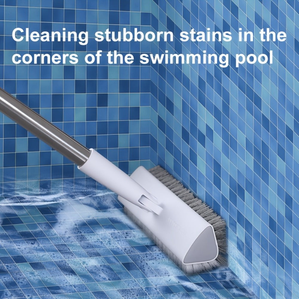 Cleaning Brush with Long Handle 180¡ã Rotating Double-Sided Stiff Bristles Floor Scrub Brush for Bathroom Kitchen Patio Tile Shower Outdoor Heavy Duty Multi-Purpose Scrubber with Stainless Steel Handle