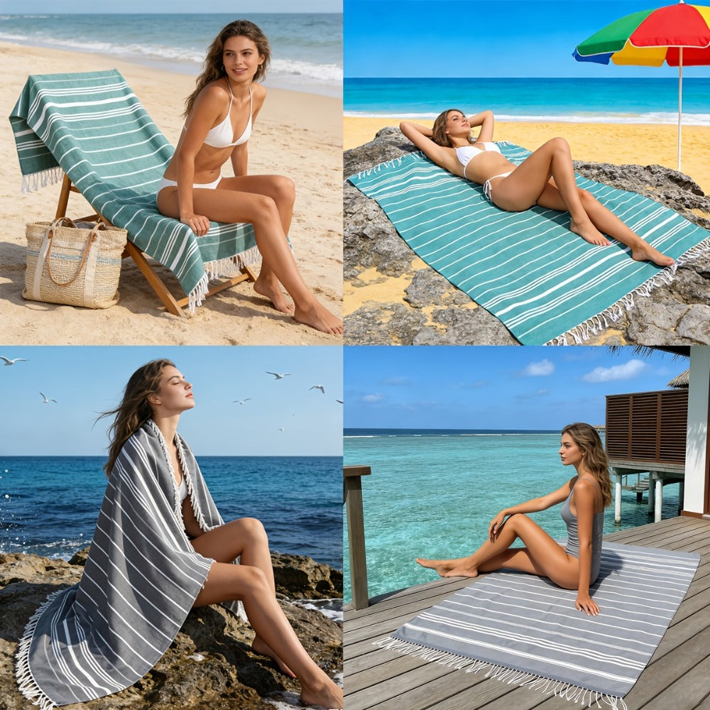 Turkish Beach Towels 2 Pack Sand Free Quick Dry Oversized Extra Large Lightweight Sandproof Compact Pool Swim Travel Camping Vacation Gift for Men Women Yellow Orange Blue Pink Purple Grey