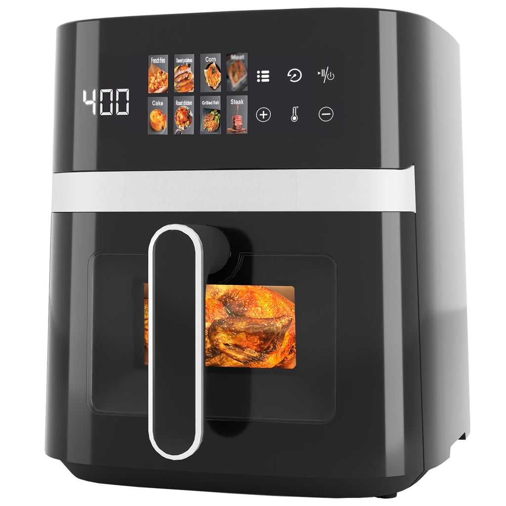 6 Quart Air Fryer with 8 Preset Functions ¨C 6-in-1 Large Capacity Air Fryer Oven with Smart Cook Program, Stainless Steel Rack, Viewing Window & Interior Light