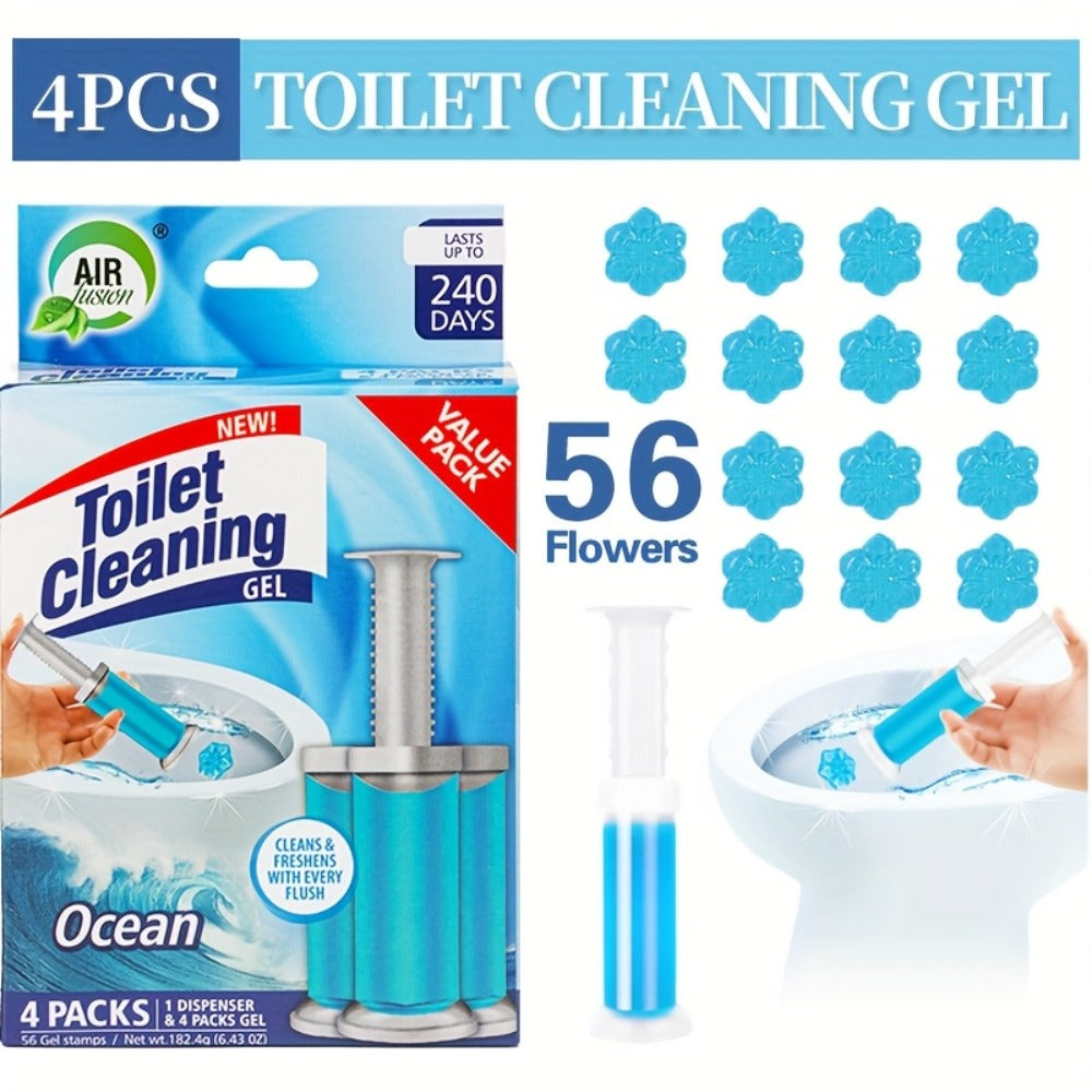 Toilet Cleaning Gel Stamp with Dispenser, Toilet Bowl Freshener & Cleaner Gel Stamps Prevent Scale & Toilet Ring, 6 Scents ¨C Ocean, Lavender, Floral, Peach, Lemon, Pine ¨C 4 Pcs or 8 Pcs Pack