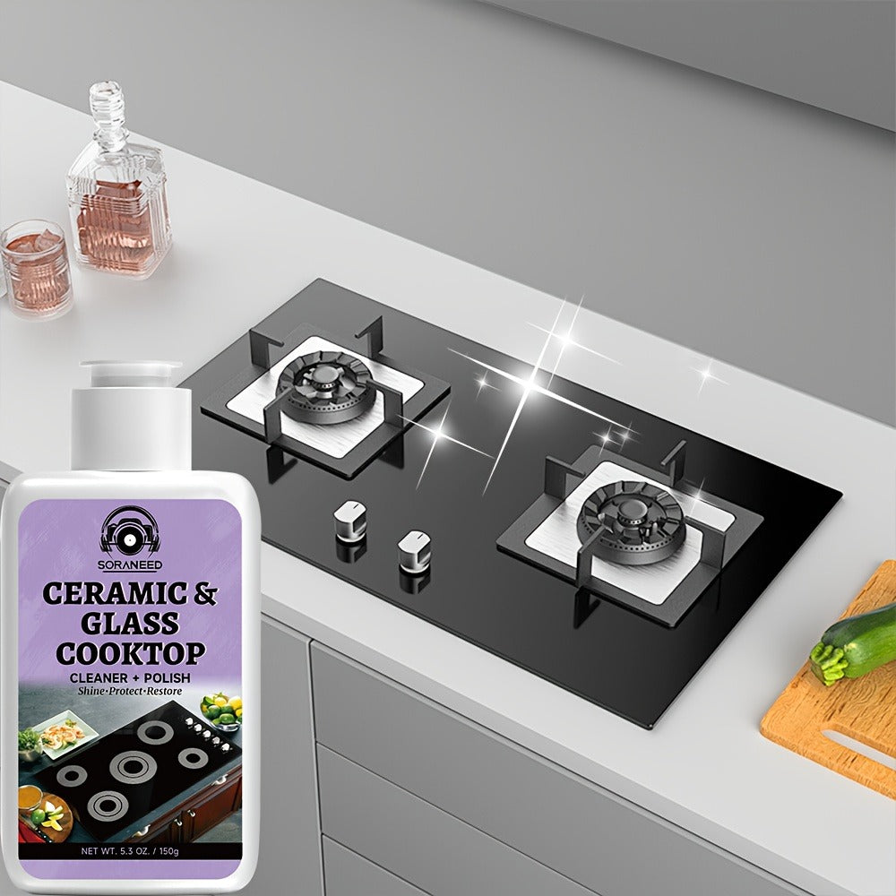 Ceramic Stovetop Cleaner Cream ¨C Heavy Duty Glass Stove Top Cleaning Paste, Removes Burnt-On Grease & Stains, Non-Scratch, Non-Toxic, No Harsh Fumes, Safe for Induction & Electric Cooktops