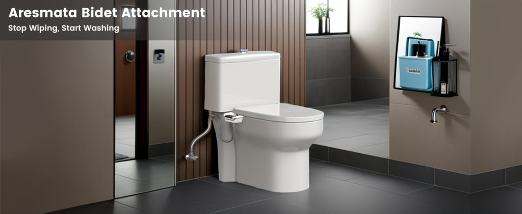 Bidet Attachment for Toilet - Dual Retractable Nozzle Non-Electric Self-Cleaning Fresh Water Bidet Sprayer, Adjustable Water Pressure, Fits Most Toilets, Brass T-Adapter & Metal Hose Included, Easy Install