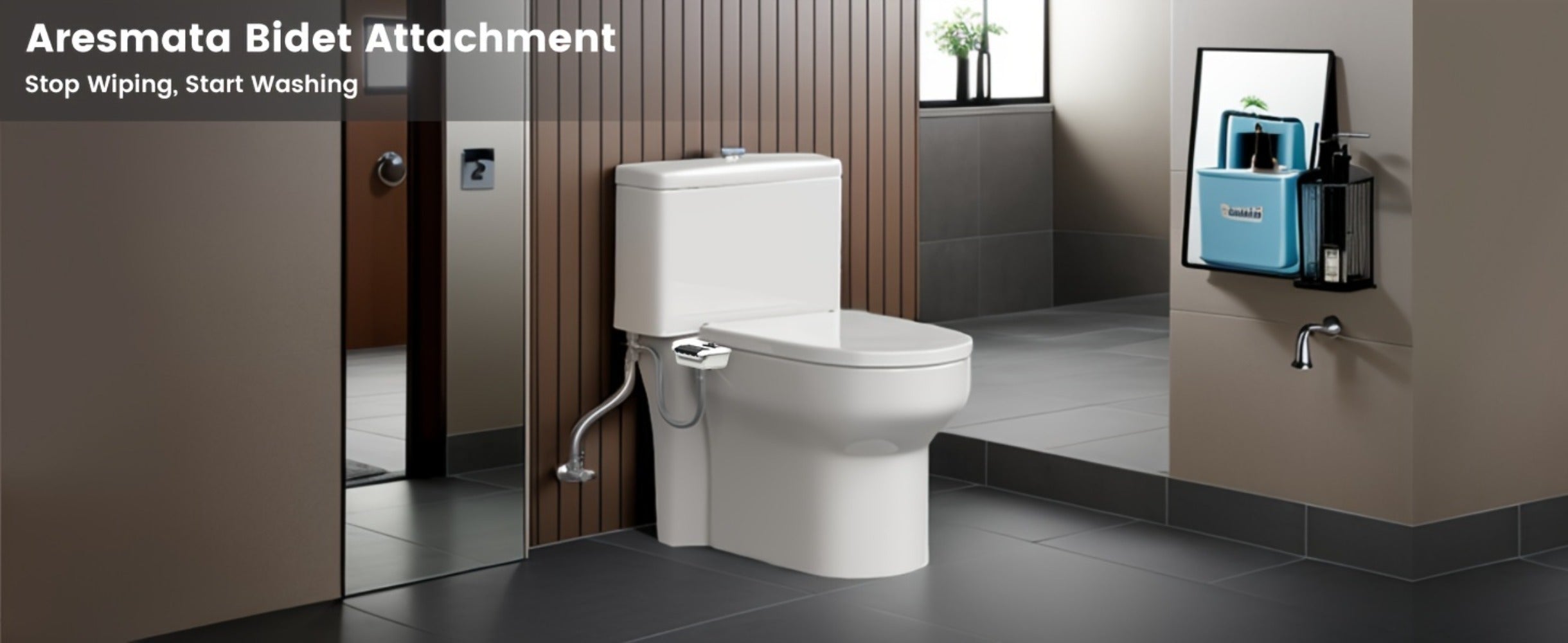 Bidet Attachment for Toilet - Dual Retractable Nozzle Non-Electric Self-Cleaning Fresh Water Bidet Sprayer, Adjustable Water Pressure, Fits Most Toilets, Brass T-Adapter & Metal Hose Included, Easy Install