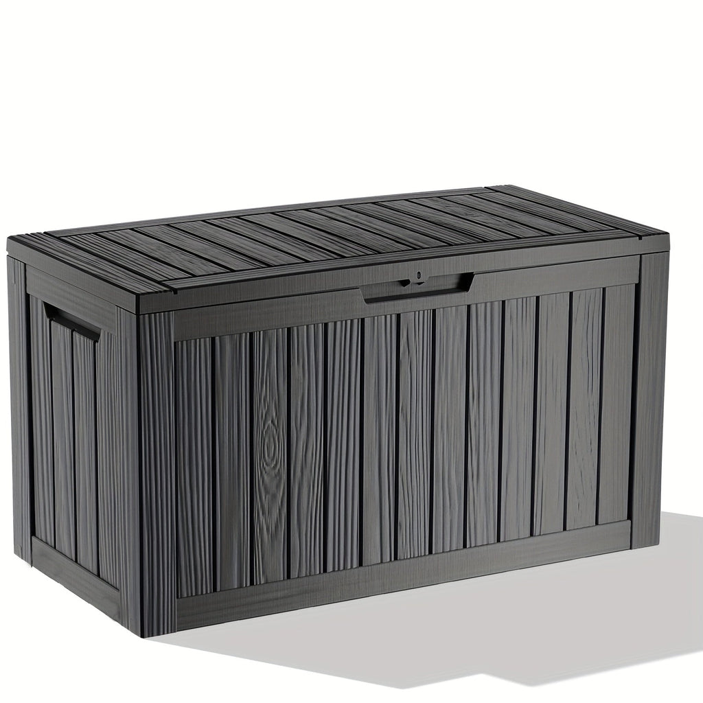 Large Resin Deck Box Lockable Outdoor Storage 80/100 Gallon ¨C 345L UV Protected Weatherproof Patio Storage Box | Sit-On Lid Deck Storage Chest for Pool Accessories, Garden Tools & Outdoor Gear