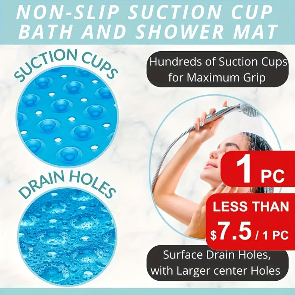 Non-Slip Bath Mat with Suction Cups Machine Washable Quick-Dry Shower Mat with Drain Holes Bathtub Mat for Bathroom Tub Safety Comfort Wet Area Protection Textured Surface