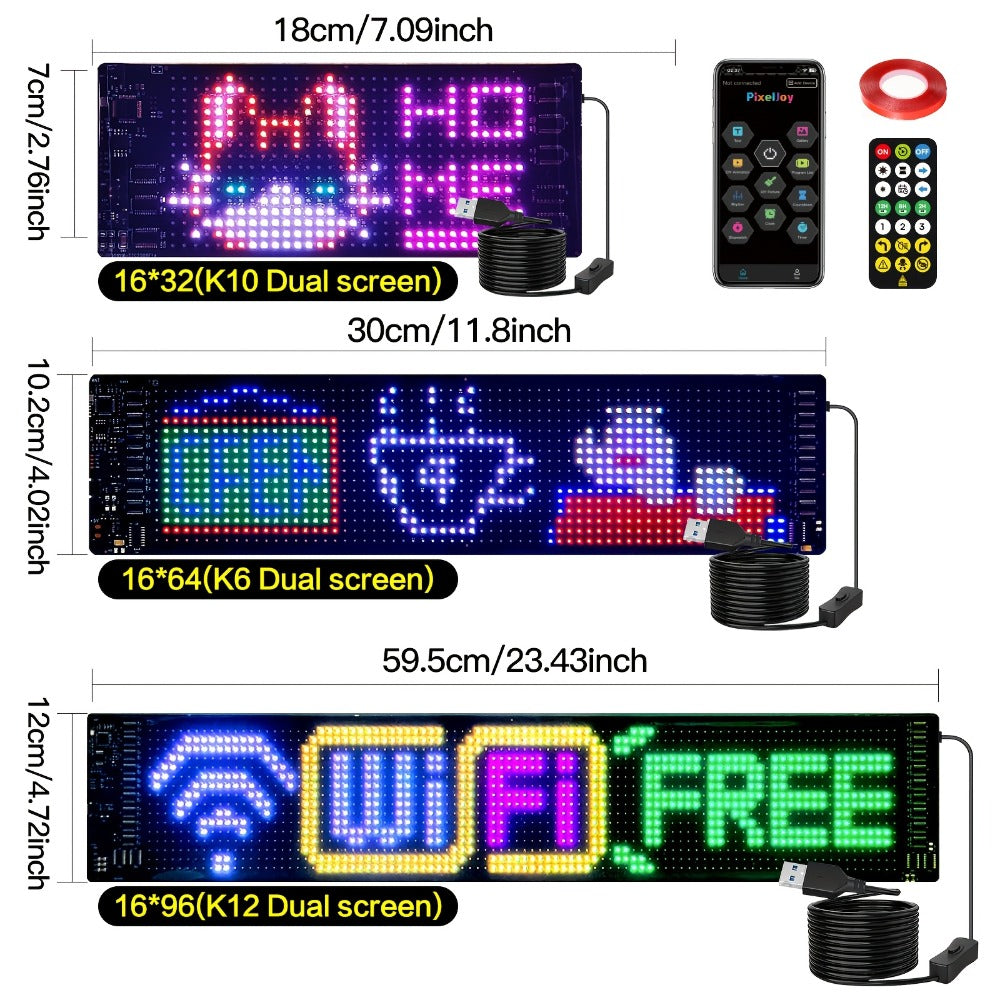 LED Scrolling Display Board with Bluetooth App Control, USB Powered Programmable RGB Matrix Panel for Text, Patterns & Animations, Indoor Sign for Shop, Bar, Hotel, Gas Station, Restaurant, Movie Screen