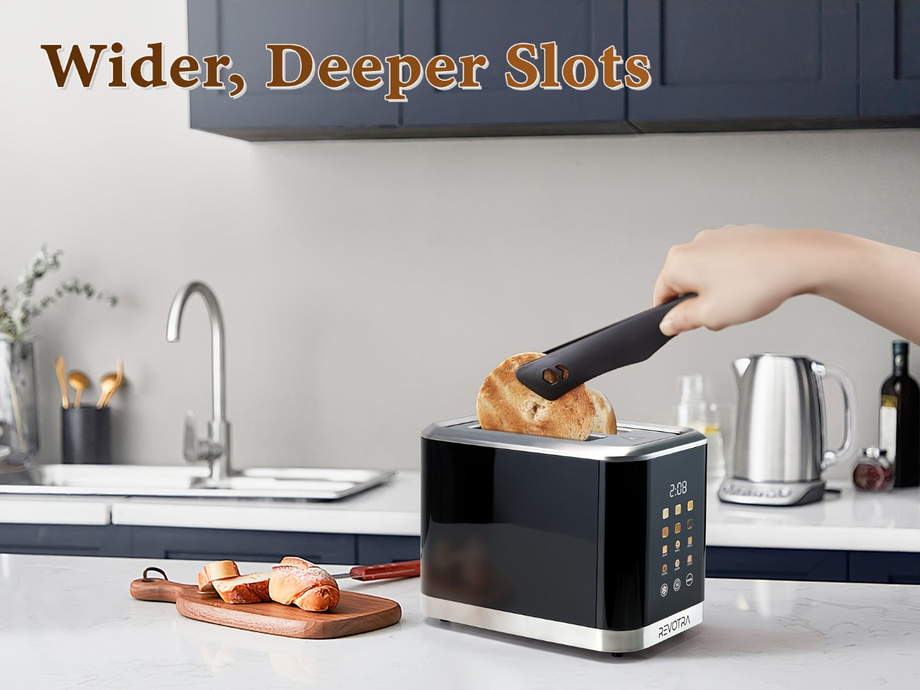 Stainless Steel Toaster 2 Slice with LED Display & Extra Wide Slots ¨C 6 Shade Settings, Defrost Reheat Cancel Functions, Removable Crumb Tray, Compact Design for Bagels, Waffles & Bread