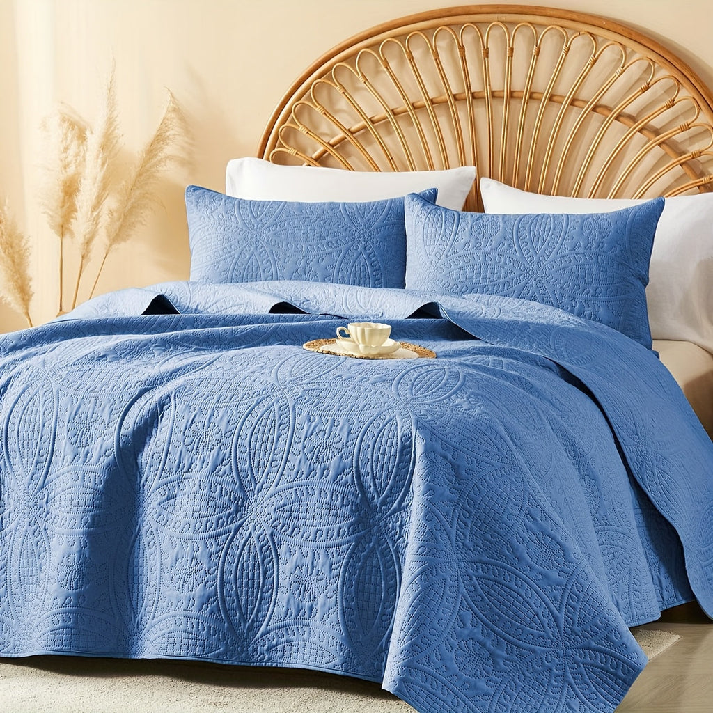 Quilt Set 2-3pcs ¨C Lightweight Microfiber Bedspread Coin Pattern Coverlet All Seasons Twin Full Queen King Cal King