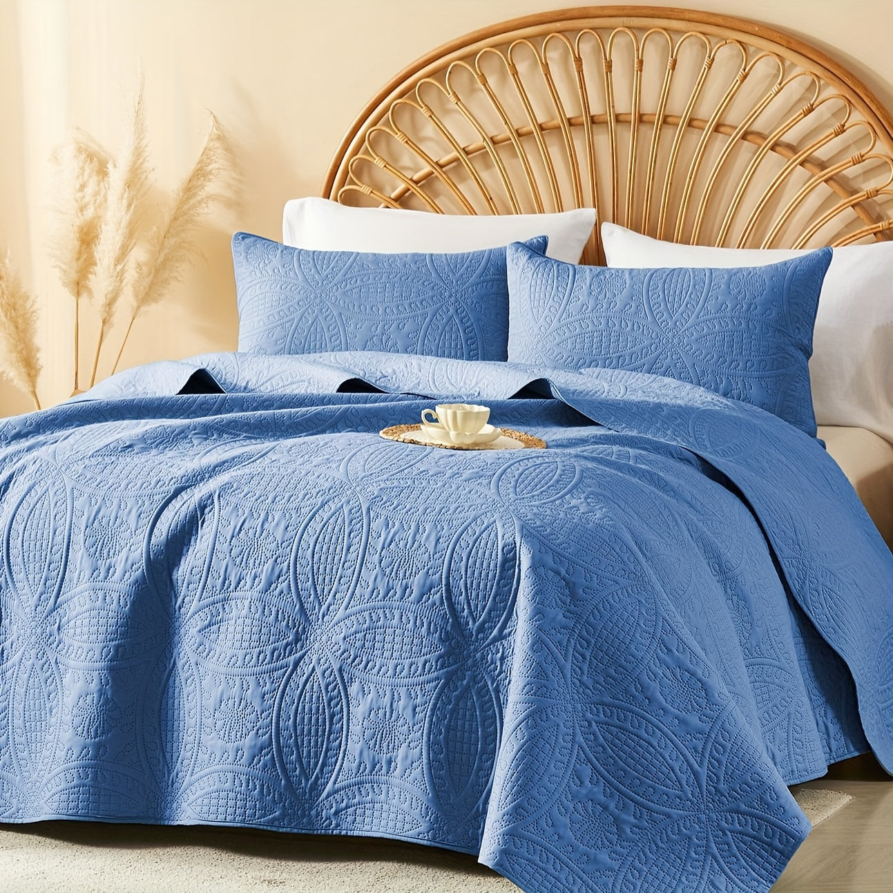 Quilt Set 2-3pcs ¨C Lightweight Microfiber Bedspread Coin Pattern Coverlet All Seasons Twin Full Queen King Cal King