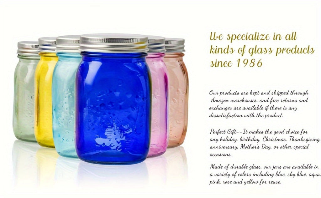 Mason Jars 8oz 12-Pack Colored Airtight Canning Jars with Metal Lids Regular Mouth for Jam Honey Pickling Spices Wedding Favors Pantry Storage