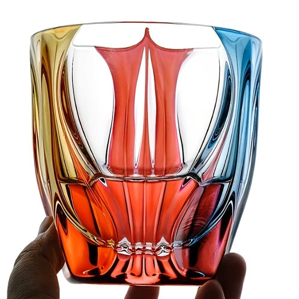 Hand-Painted Crystal Wine Glass 150ml ¨C Czech Crystal Three-Color Luxury Short Cup for Red Wine & Whiskey ¨C Artistic Decorative Glassware ¨C Stylish Home Bar & Entertaining Gift