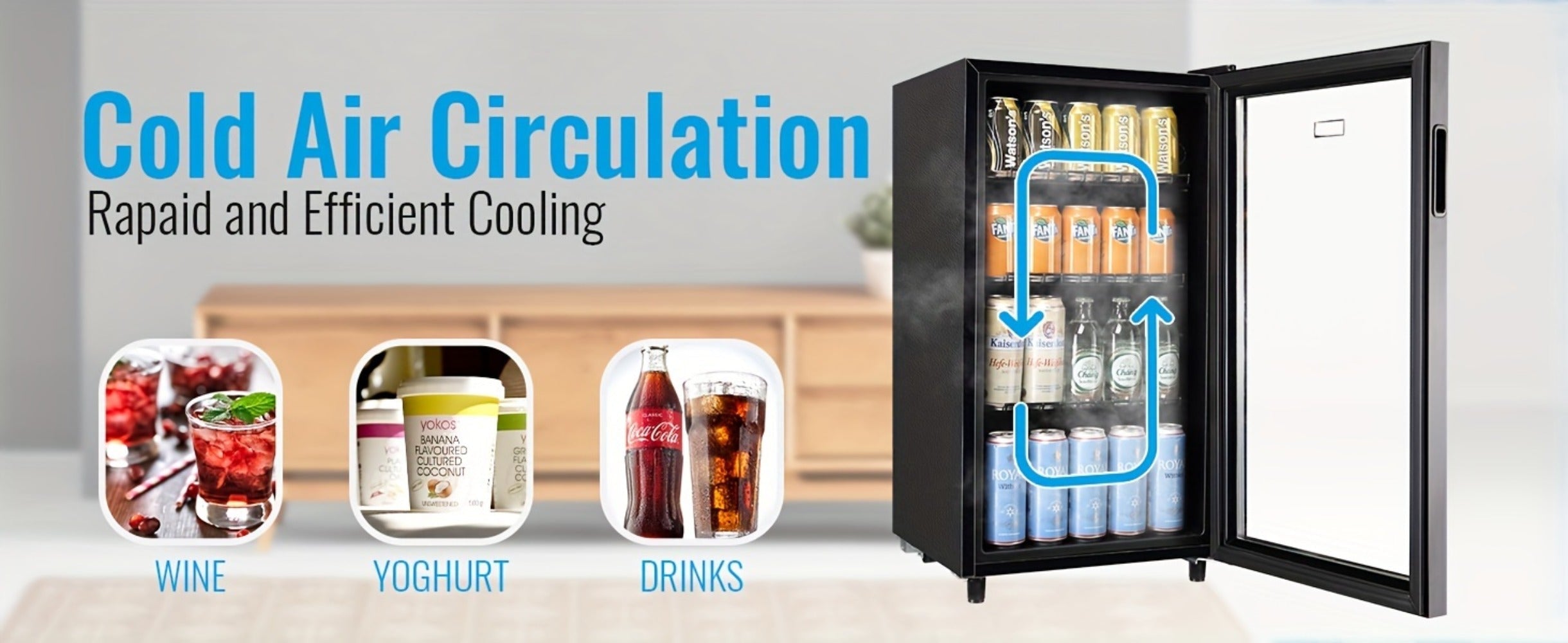 Beverage Refrigerator with Glass Door ¨C Mini Fridge 2.0/3.5/4.0 Cu Ft, LED Lights, Adjustable Shelves, R600a Cooling for Beer, Wine & Drinks, Home, Office & Bar