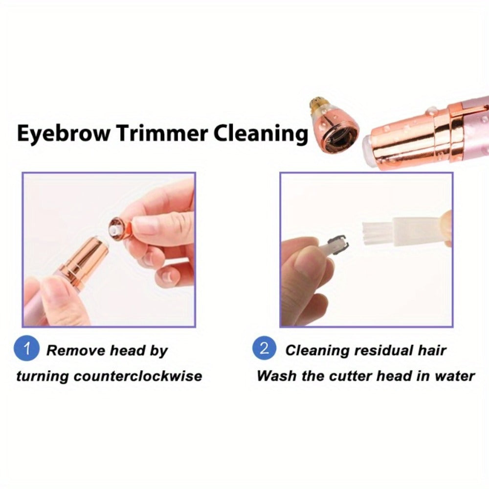 Electric Eyebrow Trimmer for Women 2 Pack, USB Rechargeable Painless Precision Eyebrow Razor Pen, Portable Hair Remover for Face Lip Leg Armpit ¨C Pink White Colorful
