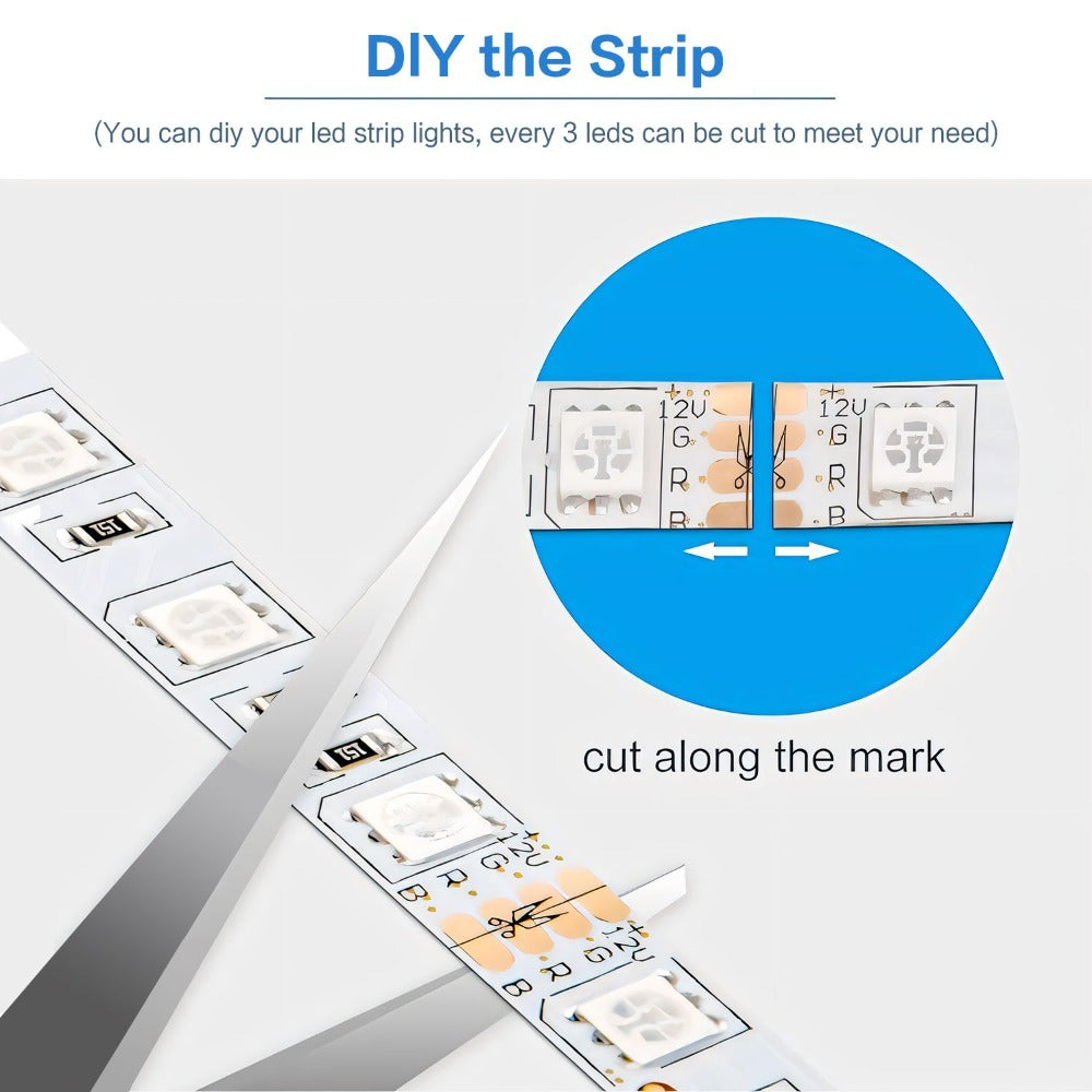 Color Changing LED Strip Lights RGB Music Sync App Remote Control 16 Million Colors Dimmable Timer DIY Smart Light Strip for Bedroom Living Room Party Holiday Christmas Decor 25ft 50ft 100ft 200ft 260ft
