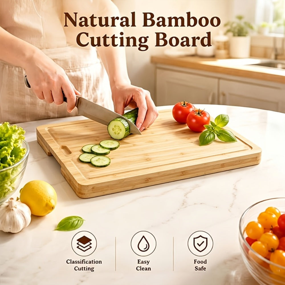 Bamboo Cutting Board Set for Kitchen ¨C Food-Safe Cheese Platter & Charcuterie Board for Meat, Cheese, Bread, Vegetables & Fruits, Perfect Home Kitchen Gadget or Housewarming Gift, 1pc or 7pcs Set