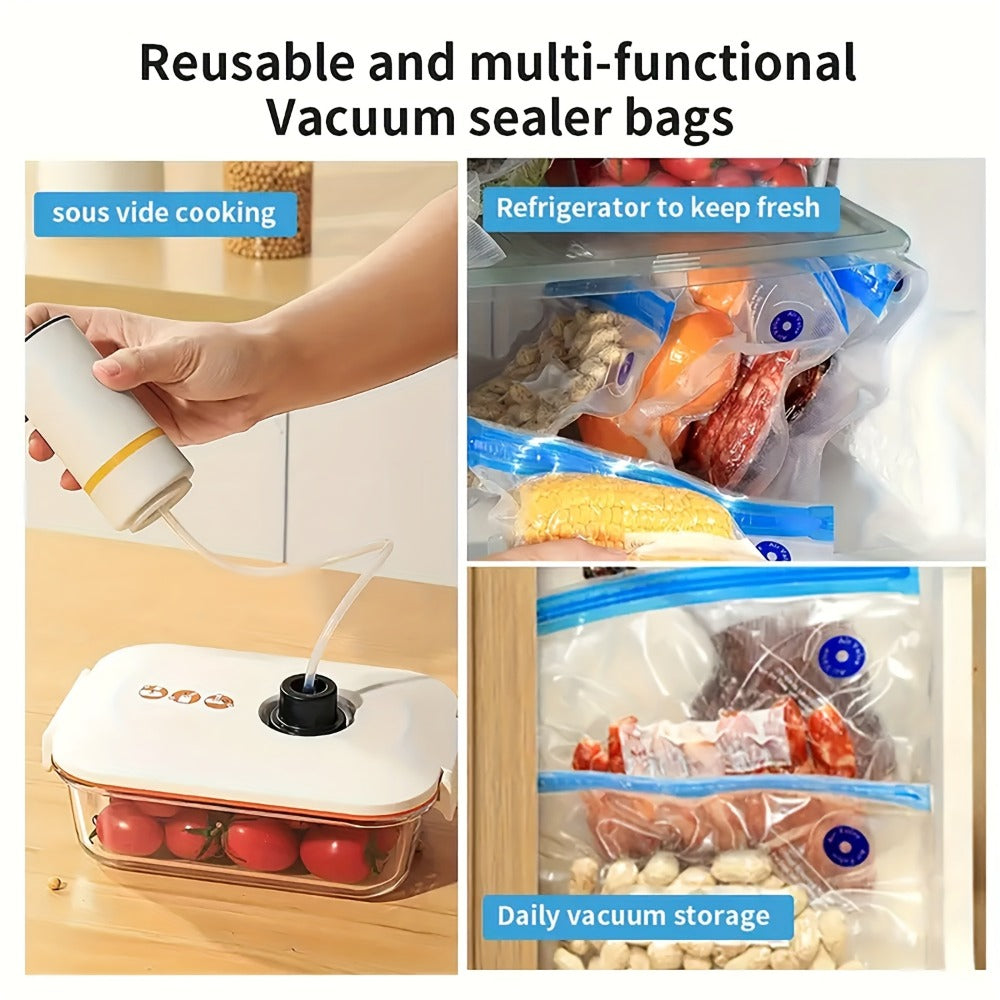 Vacuum Sealer Kit with USB Rechargeable Pump & 9 Reusable Vacuum Seal Bags (3 Sizes) ¡ª Portable Mini Electric Food Sealer for Sous Vide, Meal Prep & Food Storage
