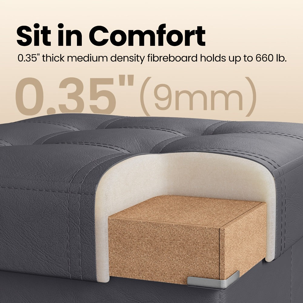 Storage Ottoman with Flip Top Lid 660lbs ¨C Foldable Faux Leather Chest Stool, 30¡± Wide Extra Seating & Blanket Storage for Entryway, Living Room & Bedroom