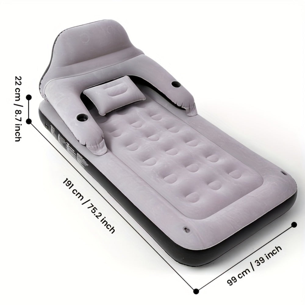 Inflatable Air Mattress with Backrest Pillow & Built-in Pump, Self-Inflating Portable Camping Bed for Outdoor Hiking Travel, Double Size Guest Bed for Home Floor Sleeping