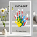 Handprint Kit for Family - DIY Wooden Keepsake Frame with Paint, Baby Hand & Footprint Craft Set, Cherished Memory Keepsake Box, Unique Gift for New Parents, Home Decor Nursery Art