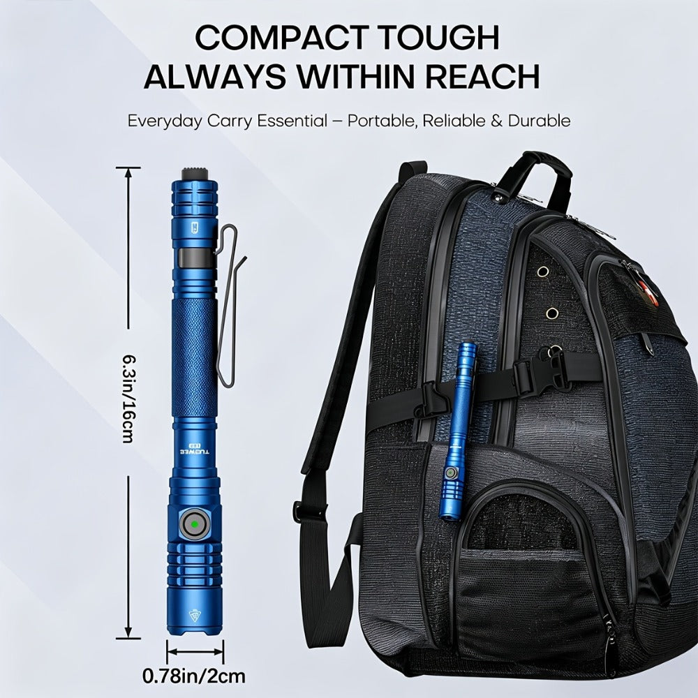 Tactical Penlight 1200 Lumen EDC Flashlight | High-Brightness Torch with Tail Switch Multi-Mode | Slim Pocket Light for Everyday Carry, Camping, Outdoor Activities & Work Lighting