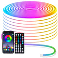 Neon Rope Lights RGB LED Flexible Strip with App & Remote Control, IP65 Waterproof, Music Sync, Cuttable, 24V Safe, DIY Neon Light for Bedroom, Gaming Room, Kitchen, Outdoor, Halloween, Christmas Decor