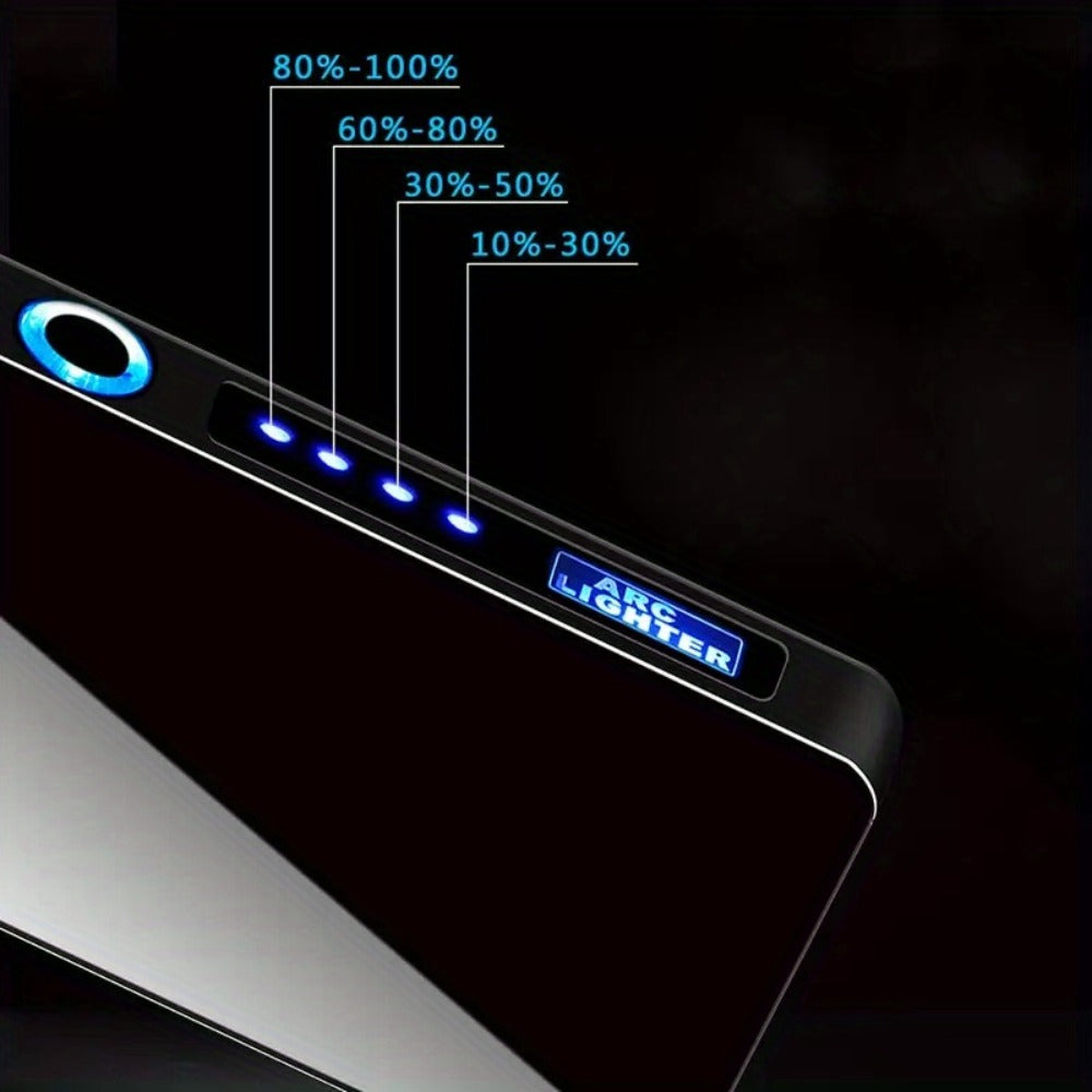 USB Electric Lighter Dual Arc Plasma ¨C Windproof Flameless Rechargeable Lighter with LED Power Display, Touch Sensor, Metal Body, Ideal for Outdoor Camping Candles Holiday Gift (No Battery Required)