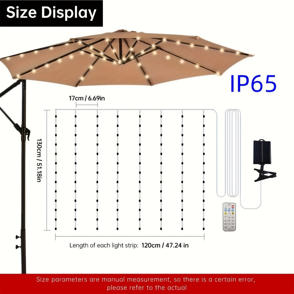 Solar Patio Umbrella Light 104 LED ¨C 8 Modes Remote Control Outdoor Market Umbrella Lamp | Solar Powered Warm White Light for Backyard, Deck, Poolside, Beach, Garden & Camping | Battery Included