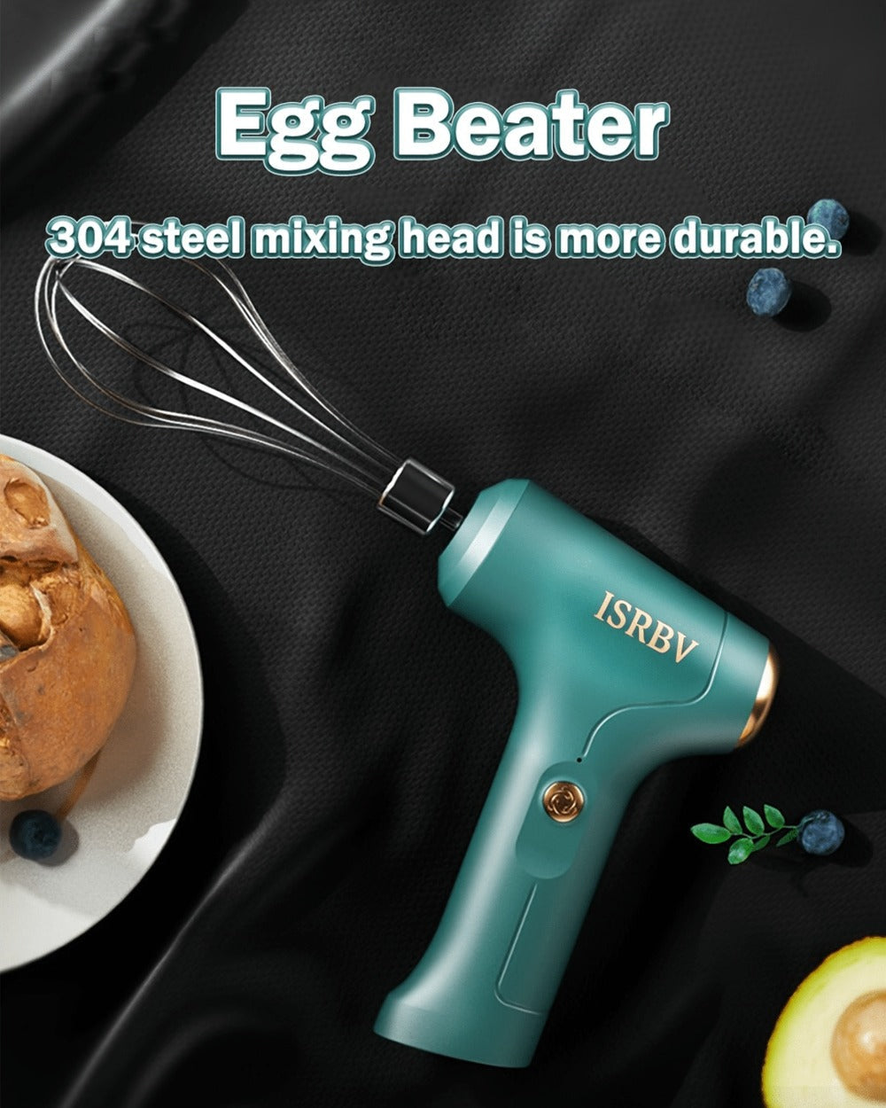 Cordless Electric Hand Mixer Mini USB Rechargeable Whisk Beater 1500RPM for Whipping Cream Cake Batter Ice Cream Egg Beating Home Kitchen Baking