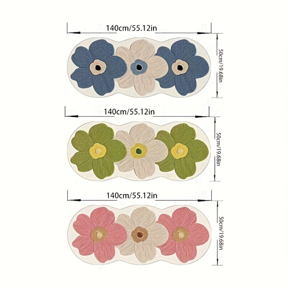 Soft Plush Area Rug Non-Slip Backing 10mm Thick Luxury Imitation Cashmere Floor Mat Machine Washable Floral Pattern for Bedroom Bedside Living Room Corridor Study Cloakroom Home Decor Navy Blue Brown