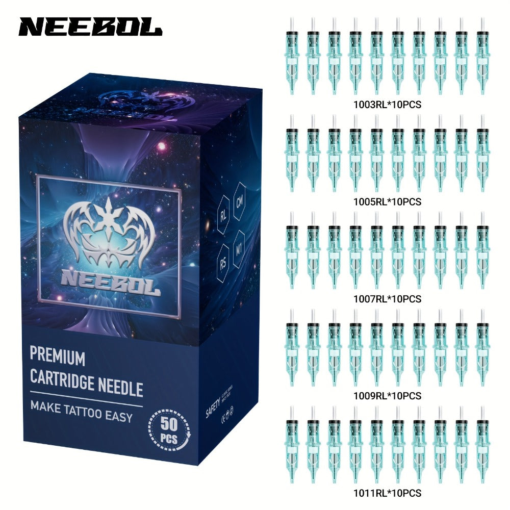 Tattoo Cartridge Needles Disposable 20/50pcs - Standard Round Liner RL & Round Magnum RM Mixed Sizes, Sterile Tattoo Needle Cartridges for Professional Artists & Beginners, Body Art Supplies