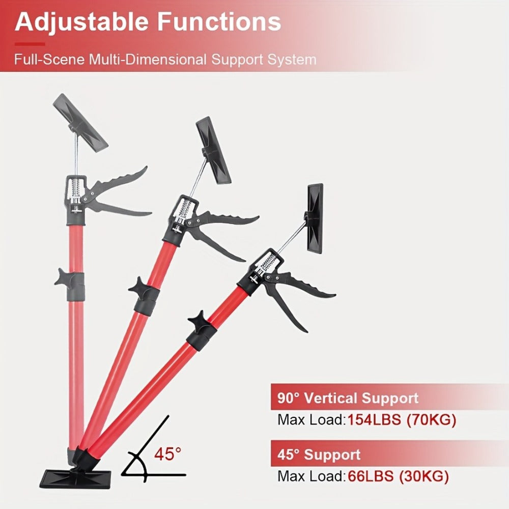 Telescopic Support Rod Adjustable 11.8-114in 154 lb Heavy Duty Anti-Slip Third Hand Support System 2pcs Drywall Lifting Cabinet Jack Wardrobe Installation Prop Tool-Grade Support Kit