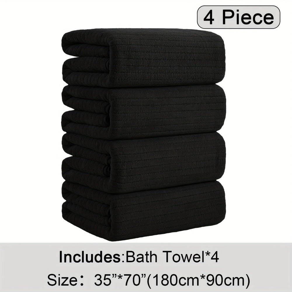 Bath Towels Set 4 Pack 35x70 Inch Oversized Extra Large - Microfiber Super Absorbent Quick Dry XL Bath Sheet Soft Bathroom Towels | 13 Colors | Family Hotel Spa Shower Towel Set Coastal Style