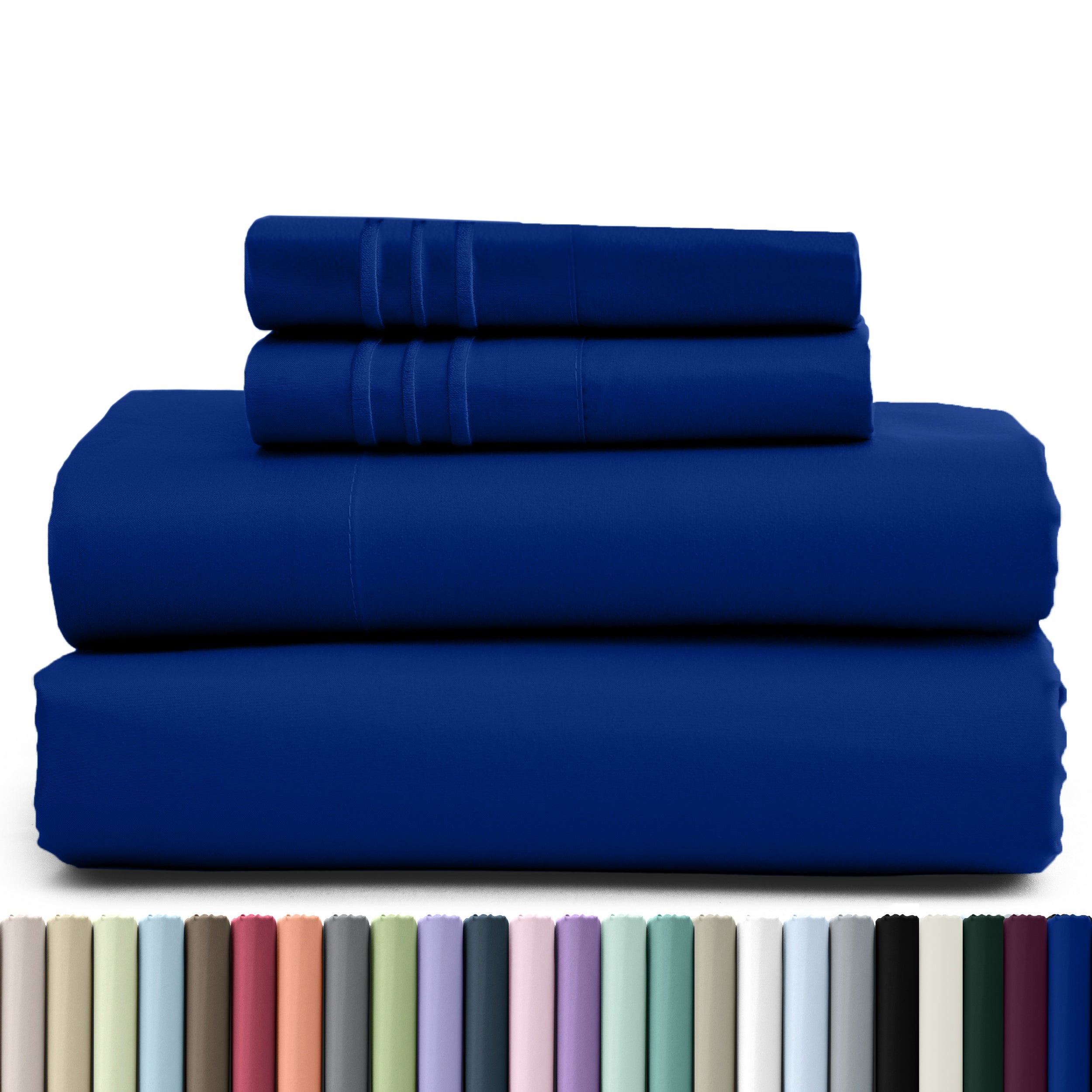 Fitted Sheet Set 4 Piece Microfiber Deep Pocket Bed Sheets - Soft Brushed Bedding Set with Pillowcases, All Season Cooling Sheet Set, 16 Inch Deep Pocket, Multiple Colors & Sizes