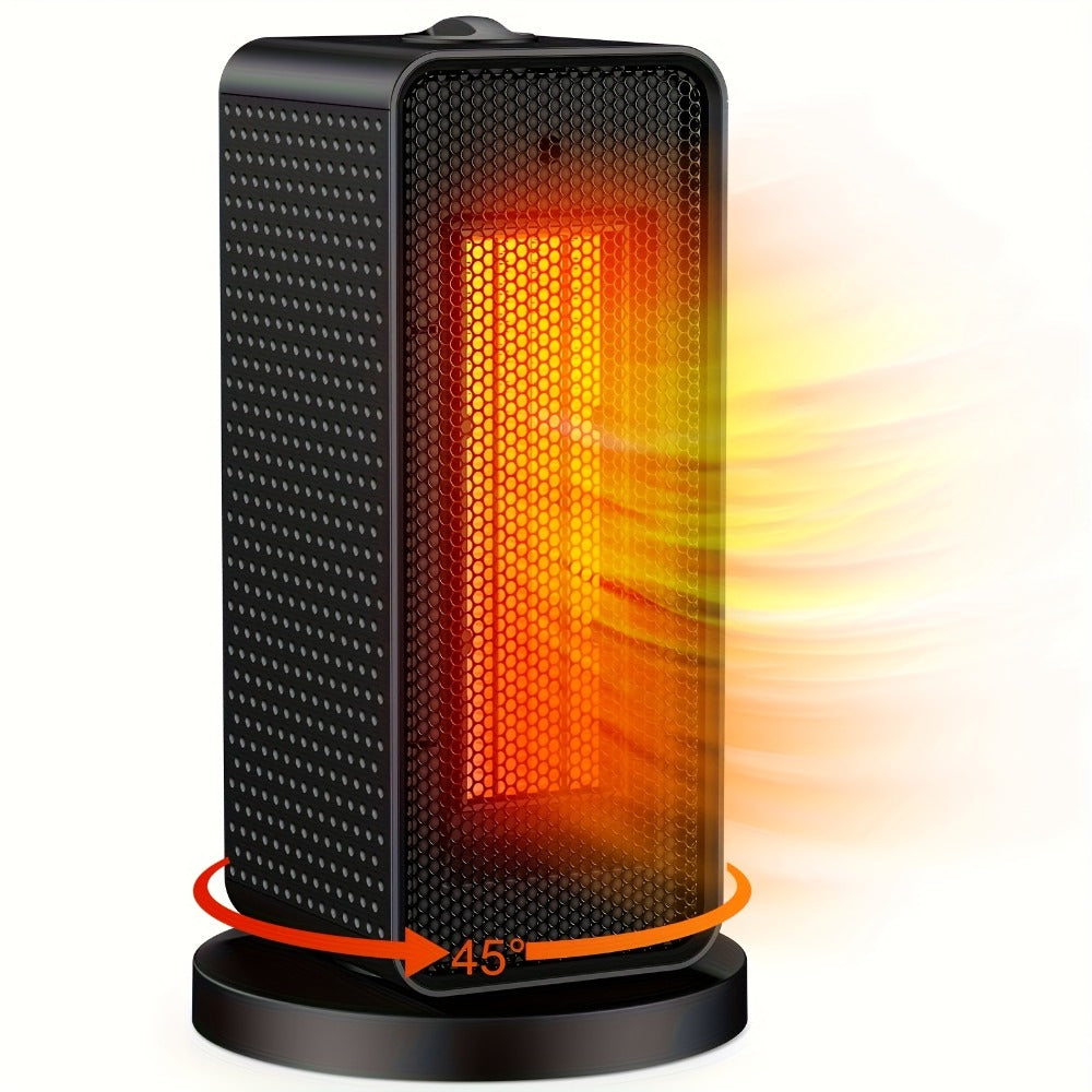 Portable PTC Ceramic Electric Space Heater - Fast Heating, Quiet Operation, Thermostat Control, 3 Fan Speed Settings, Compact Design for Desk Office Bedroom Small Room, 500W & 1500W, White & Black