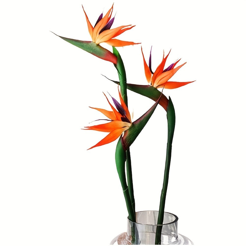 Artificial Bird of Paradise Flowers ¨C 3pcs Realistic Rubber Strelitzia with 24.5¡± Long Stems for Home Decor, Vase Arrangements, DIY Bouquets, Party & Fall Decor (4 Colors)