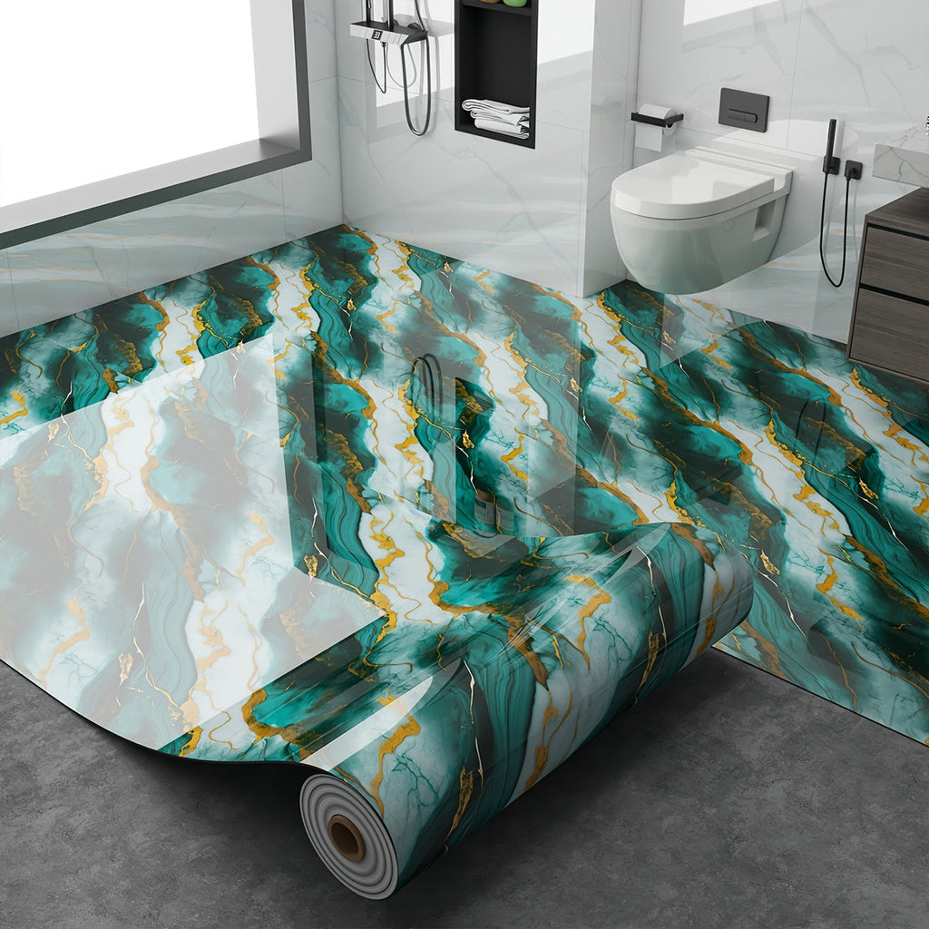 Peel and Stick Floor Tile Sticker 15.7¡±x118¡± Self-Adhesive Marble Pattern Vinyl Roll ¨C 3mm Thick Removable Flooring for Kitchen Backsplash, Bathroom, Shower Room & Home Renovation