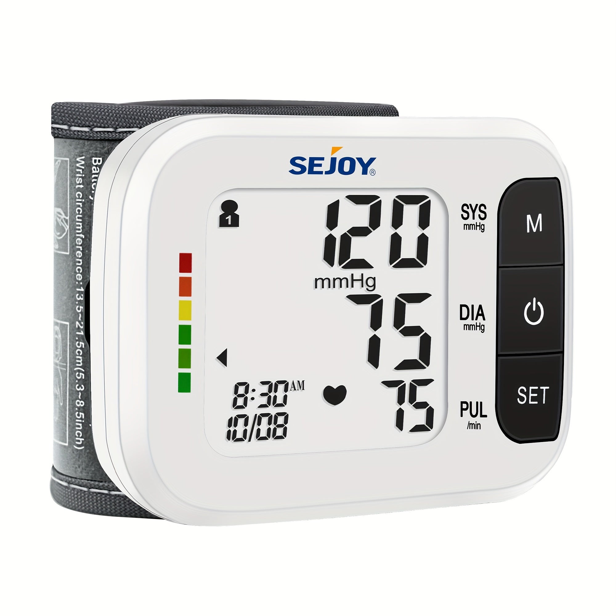 Wrist Blood Pressure Monitor - Sejoy Automatic Digital BP Machine with Large LCD Display, Wrist Strap & Batteries Included, Portable & Accurate for Home Use & Travel (Blue / White / Black / Purple)