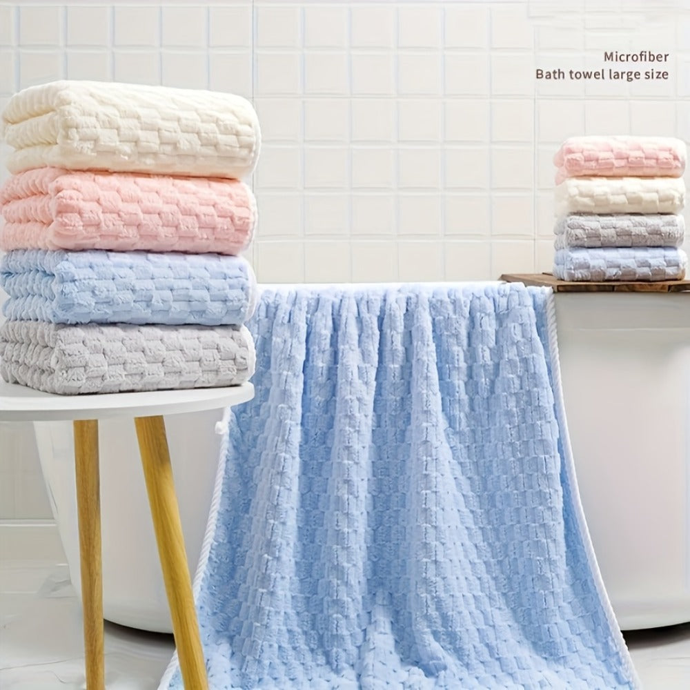 Waffle Weave Bath Towels Set 4 Pack or 8 Pack - Ultra Soft Super Absorbent Quick Dry Microfiber Moire Textured Towels | Spa Gym Travel Daily Use | Multi-Color Sets Gray Pink Blue Beige Gift Set