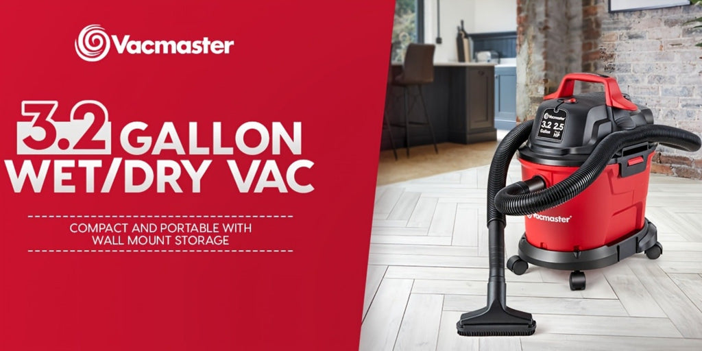 Wall Mount Wet Dry Vacuum 3.2 Gallon 2.5 Peak HP, Space-Saving Shop Vac with Cloth Filter for Wet Spills & Dry Debris, Garage Workshop & Home Cleaning Vacuum
