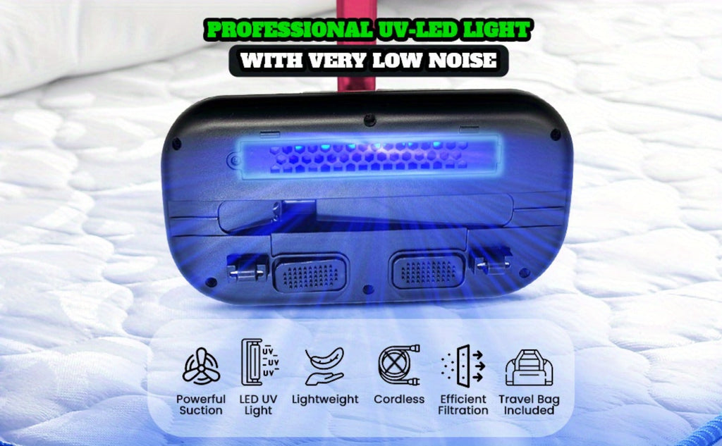 Cordless Mattress Vacuum Cleaner with Ultrasonic Heating & HEPA Filtration ¨C Portable Bed Vacuum for Dust Mites, Pet Hair, Sofas, Upholstery & Carpets