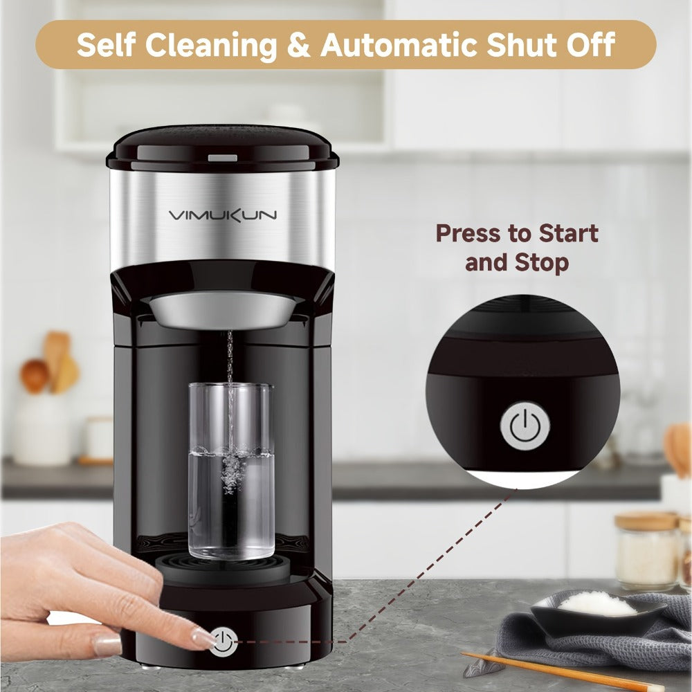 Coffee Brewer Single Serve for K-Cup Pods and Ground Coffee 6-14oz Reservoir One-Button Operation Auto Shut-Off Compact Coffee Maker for Home Office Dorm Travel 120V