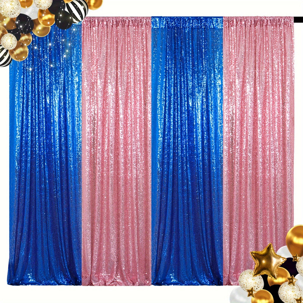Sequin Backdrop Curtain 4 Panels 2FTx8FT ¨C Shimmer Glitter Background for Wedding Party Photo Booth Decoration