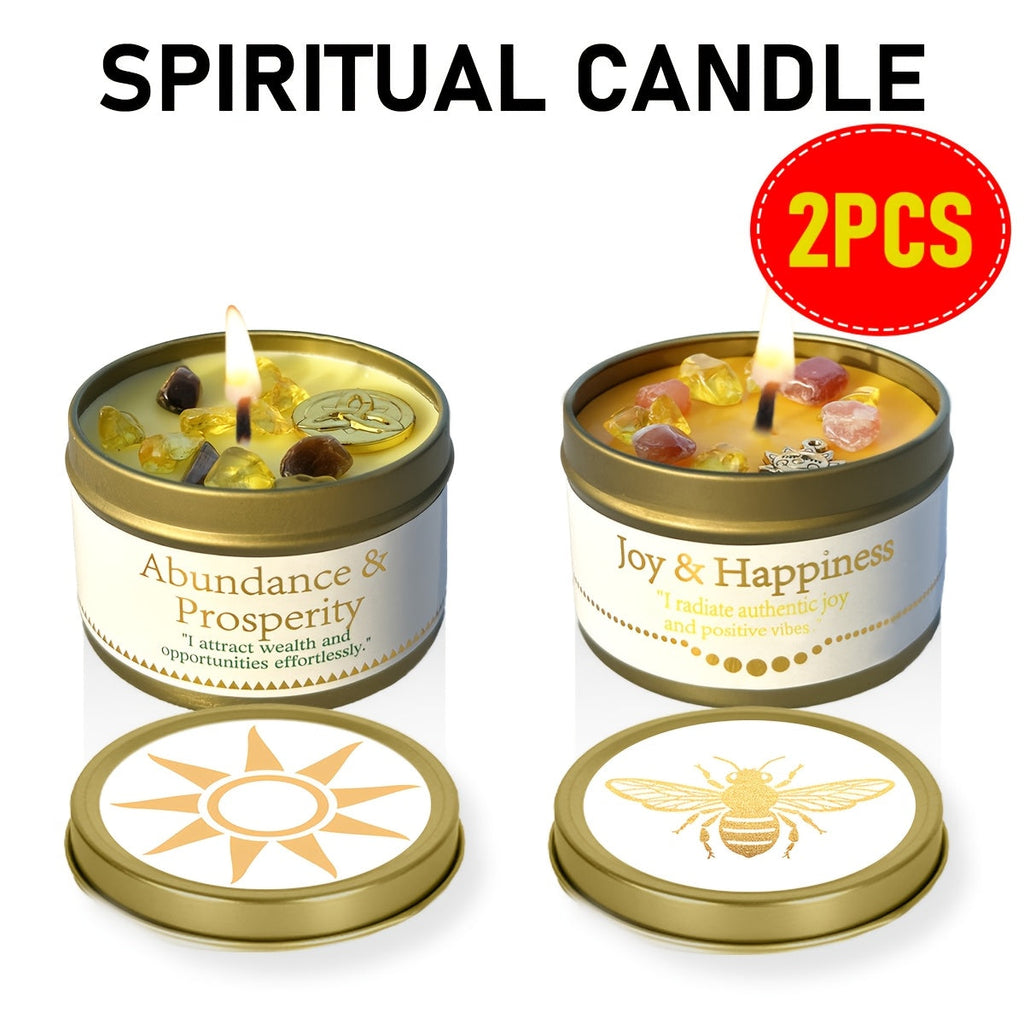 Manifestation Candles Scented Soy Wax with Crystal & Guidance Card for Meditation Yoga Focus | Law of Attraction Abundance Candle | Christmas Birthday Gift for Women