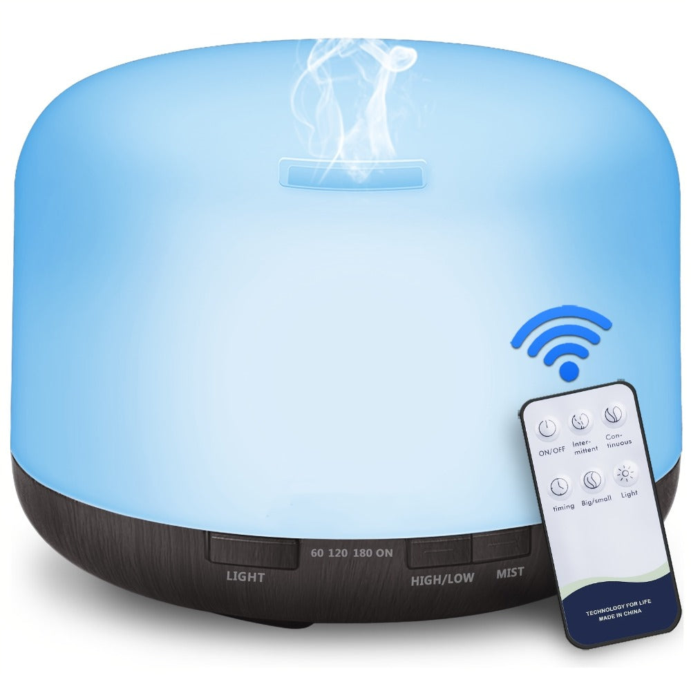 Large Room Essential Oil Diffuser 16.91oz ¨C Timer, 7 Ambient LED Lights, No Water Auto-Off, Wood Grain Design for Home & Office