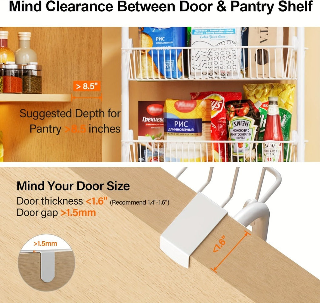 Over-the-Door Metal Organizer Rack 6 & 8 Tier ¨C Pantry Storage, Spice Rack, Kitchen Cabinet Organizer, Holds Up to 80 Lbs